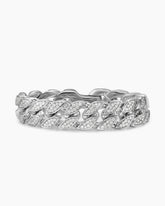 Curb Chain Bracelet in Sterling Silver with Diamonds, 18mm
